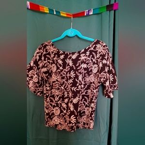 Anthropologie Rory Embroidered Blouse Black Floral Size XS